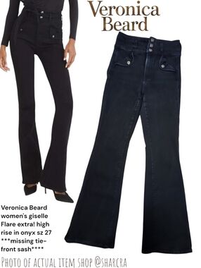 Veronica Beard women giselle Flare extra! high rise onyx Black Stretch Jeans 27